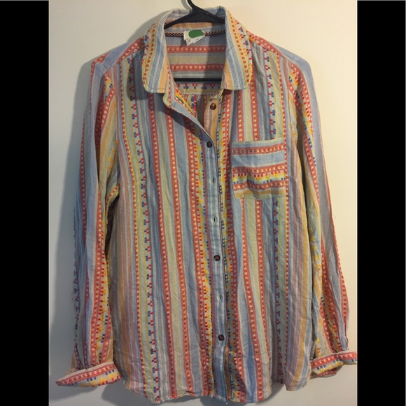Anthropologie Tops - Anthropologie Multicolor Striped Button Down Top
